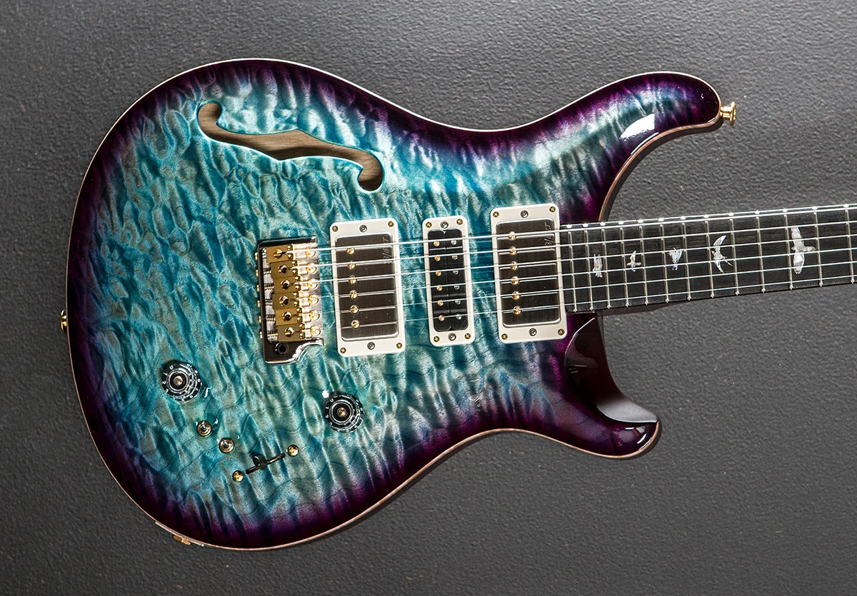 Special Semi-Hollow Wood Library Limited - Aquableux Purple Burst w/Korina
